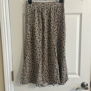 Nine West Leopard Print Midi Skirt